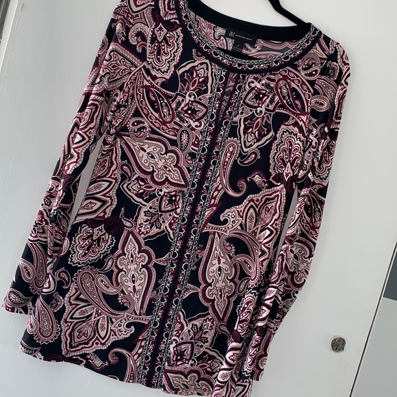 Medium INC keyhole long sleeve stretchy blouse top - Picture 1 of 4